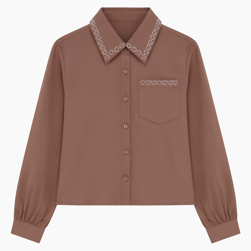 blouse meisje bruin hartjes blouse meisje bruin hartjes