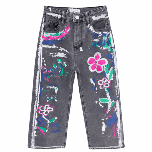 grijze meisjes jeans met paint brush effect (2)