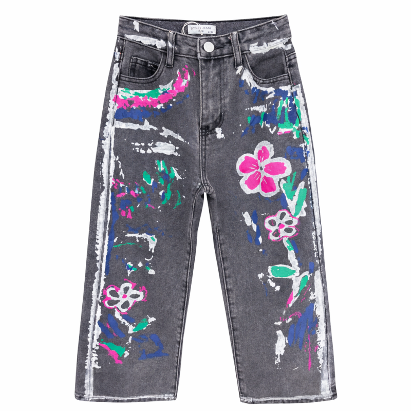 grijze meisjes jeans met paint brush effect (2)