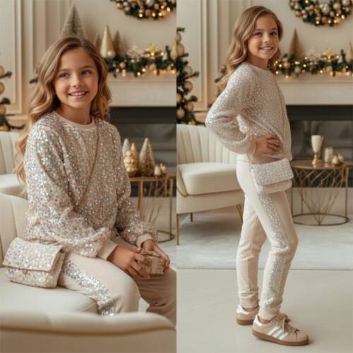 meisjes kerst set goud glitter