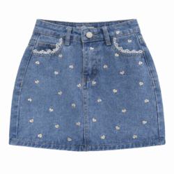 rok meisje denim blauw hartjes