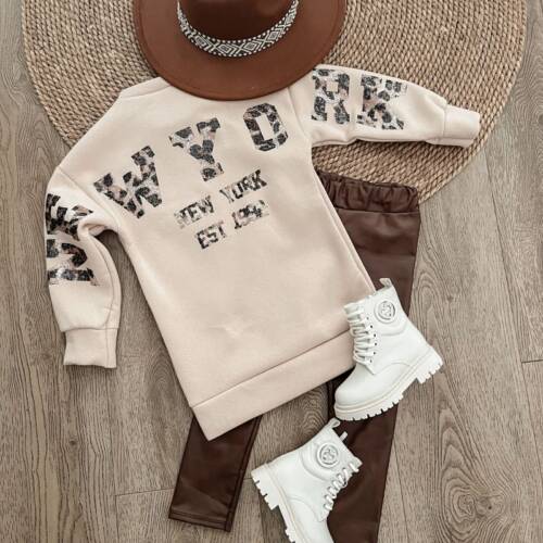 sweaterdress nyc beige meisje