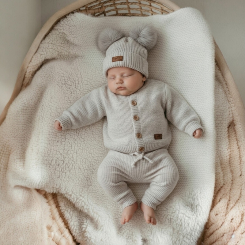 3 delige gebreide baby set