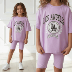 LA oversized t shirt set lila