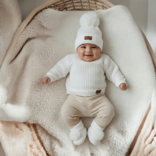 baby muts en slofjes set wit