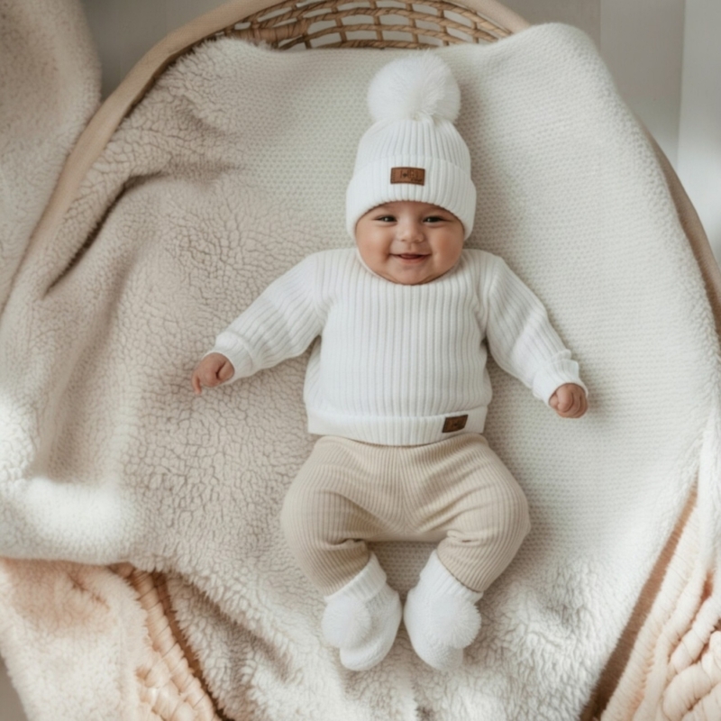 baby muts en slofjes set wit