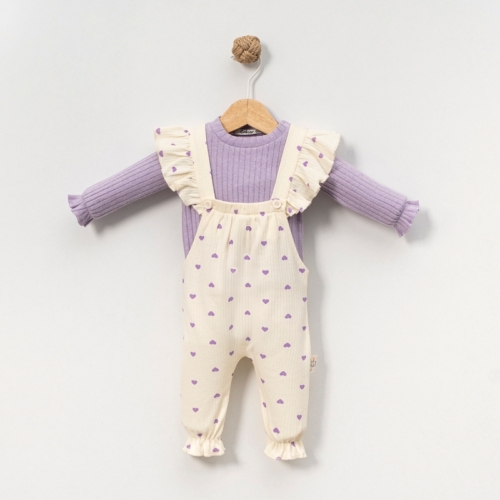 baby set meisje hartjes lila