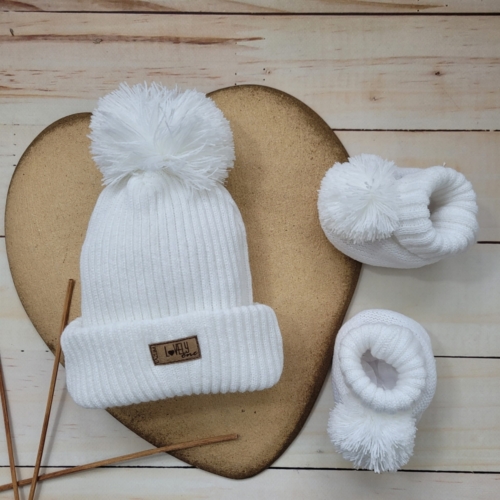 baby slofjes wintermuts wit