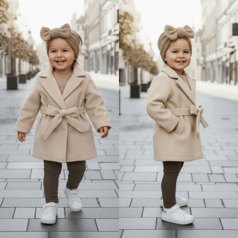 beige trenchcoat fleece voor meisjes (2)