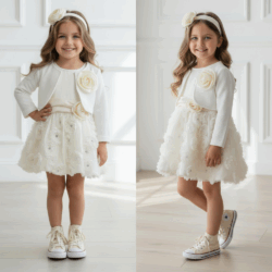 creme bloemen jurkje baby meisje