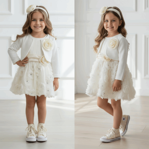 creme bloemen jurkje baby meisje