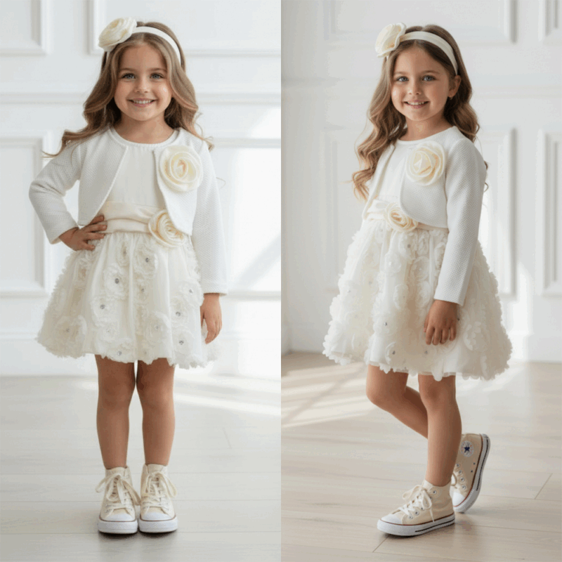 creme bloemen jurkje baby meisje