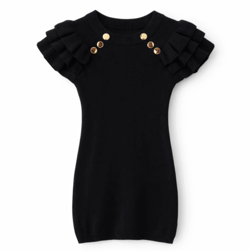 gebreid jurkje knoopjes zwart