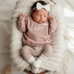 handgemaakt meisjes broekje oudroze met bloemen (2)