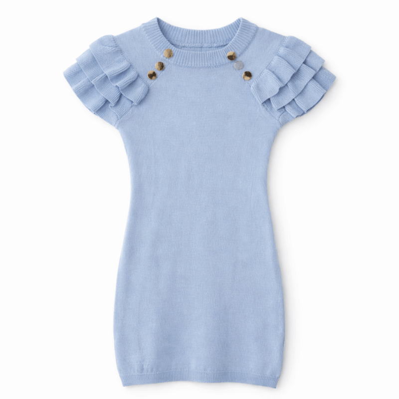 lichtgebreid jurkje meisje blauw (2)