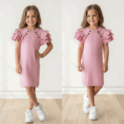 lichtgebreid jurkje meisje roze lichtgebreid jurkje meisje roze