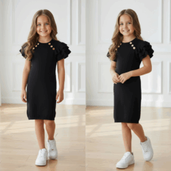 lichtgebreid jurkje meisje zwart