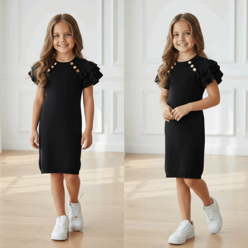 lichtgebreid jurkje meisje zwart