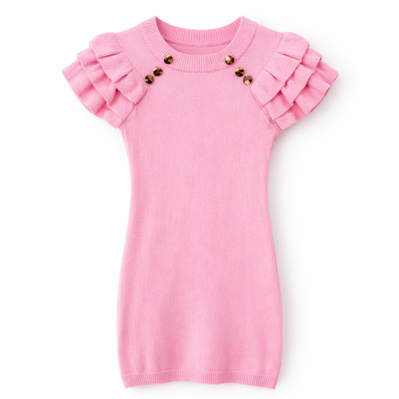 meisje jurk roze gebreid meisje jurk roze gebreid