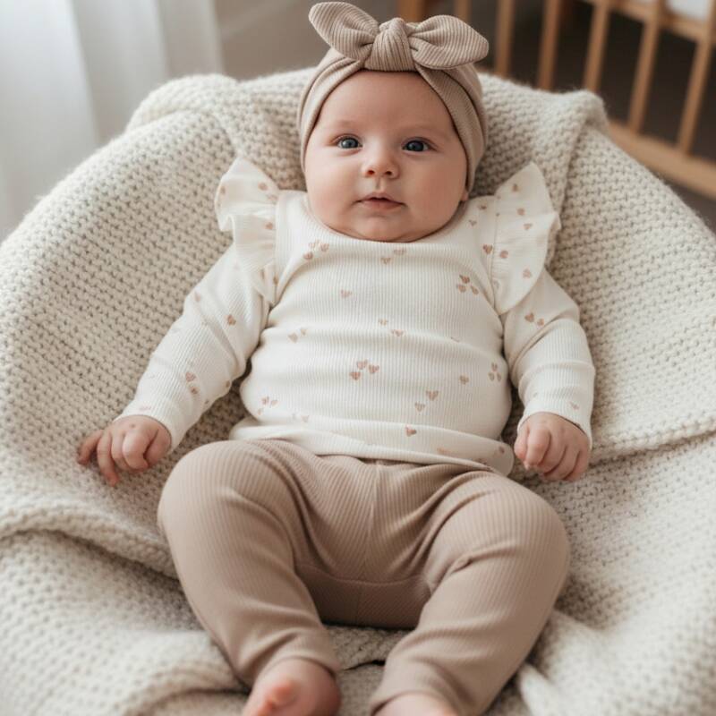 meisjes baby set hartjes beige (2)