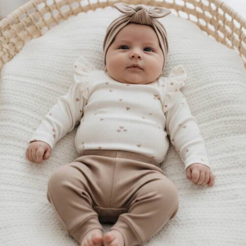 meisjes baby set hartjes beige (4)