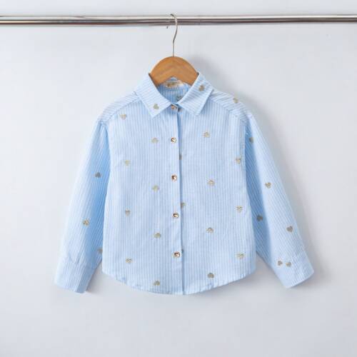 meisjes blouse met beige hartjes