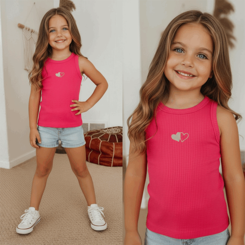 meisjes rib singlet roze