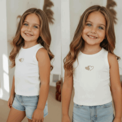 meisjes rib singlet wit