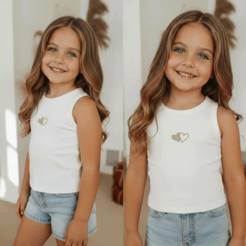 meisjes rib singlet wit