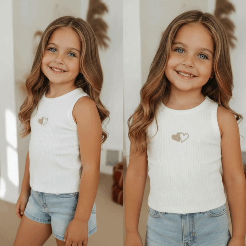 meisjes rib singlet wit