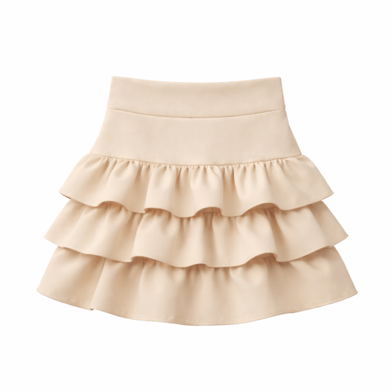 meisjes ruffle rokje beige