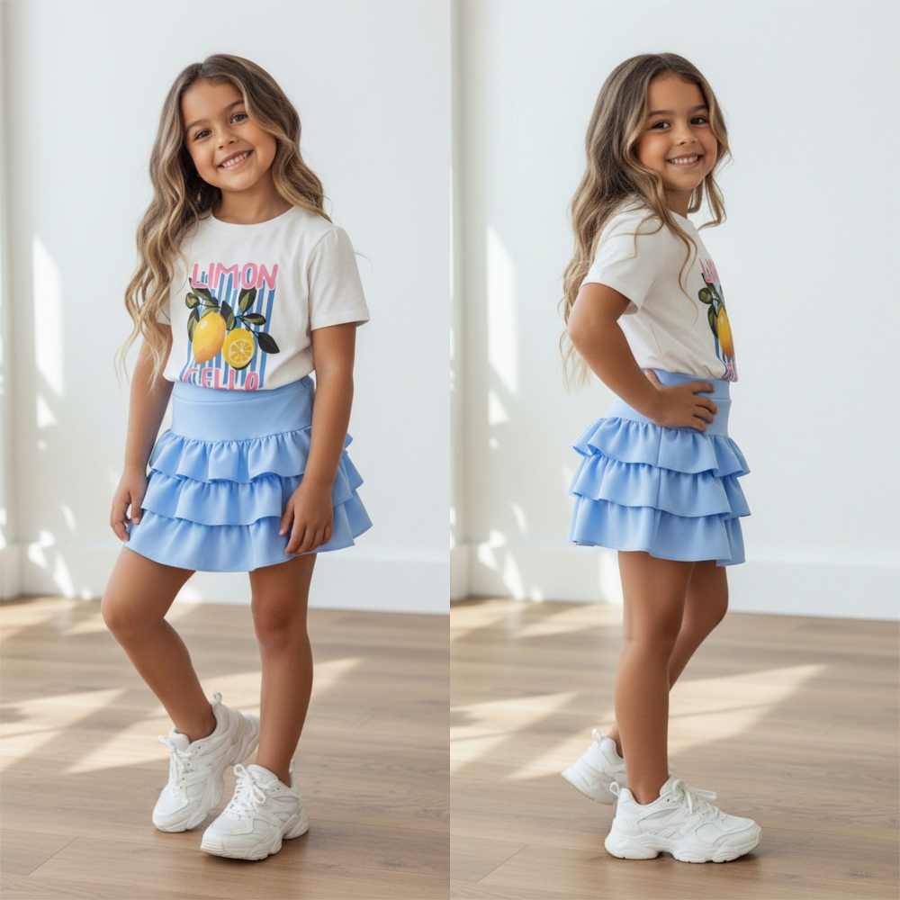 Meisjes ruffle rokje beige - Maat 98 t/m 164 > Mi Toetie