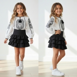 meisjes ruffle rokje zwart