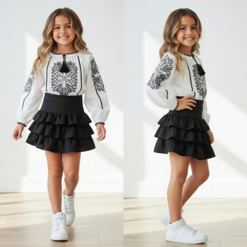 meisjes ruffle rokje zwart