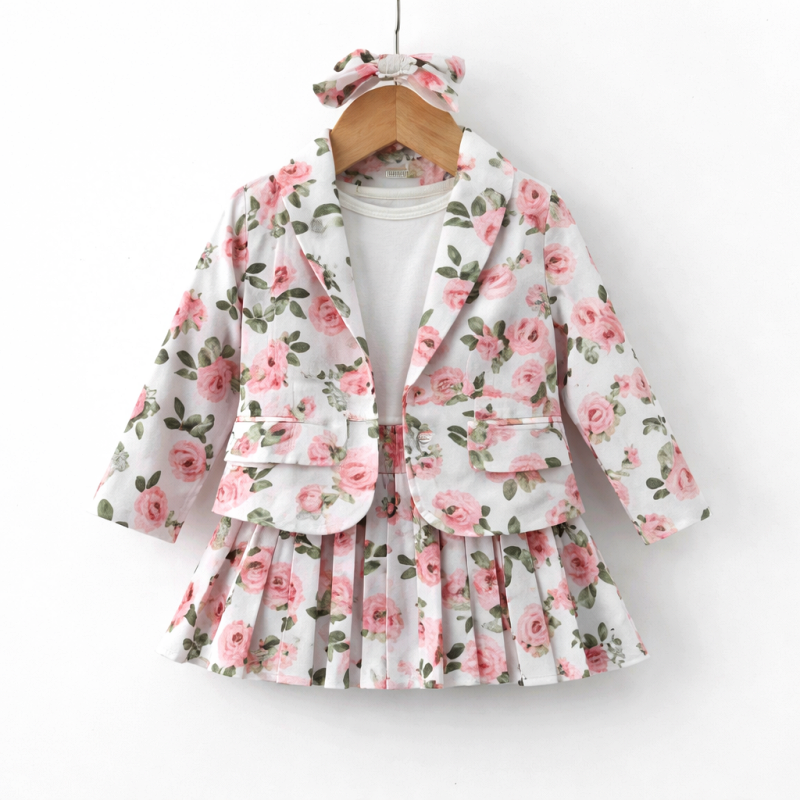 meisjes set blazer jurk bloemen meisjes set blazer jurk bloemen