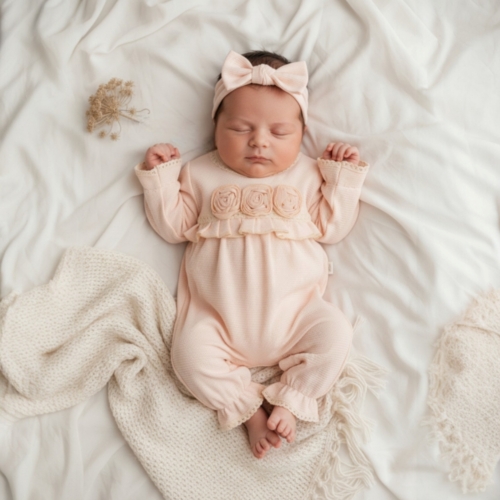 peachy rose baby set