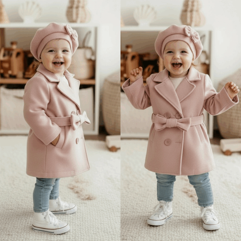 roze trenchcoat fleece voor meisjes roze trenchcoat fleece voor meisjes