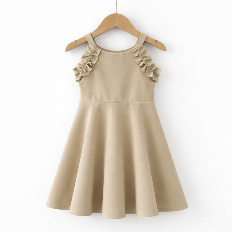 ruffle jurkje beige
