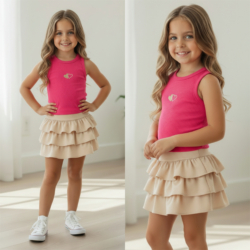 meisjes ruffle rokje beige