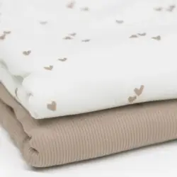 stof beige en hartjes