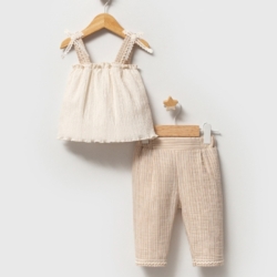 Nipperland beige baby meisjes set lange broek Nipperland beige baby meisjes set lange broek