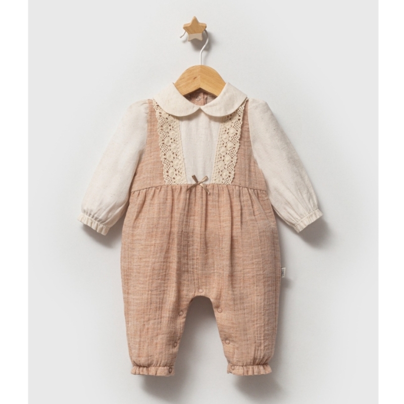 Nipperland meisjes boxpakje oud roze met beige en kraagje
