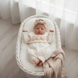 beige boxpakje roosjes