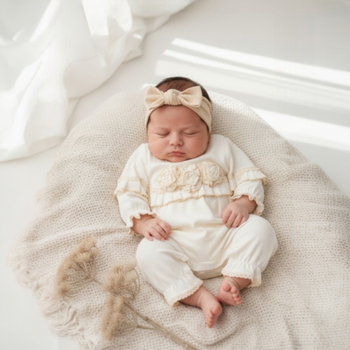 cream rose baby set