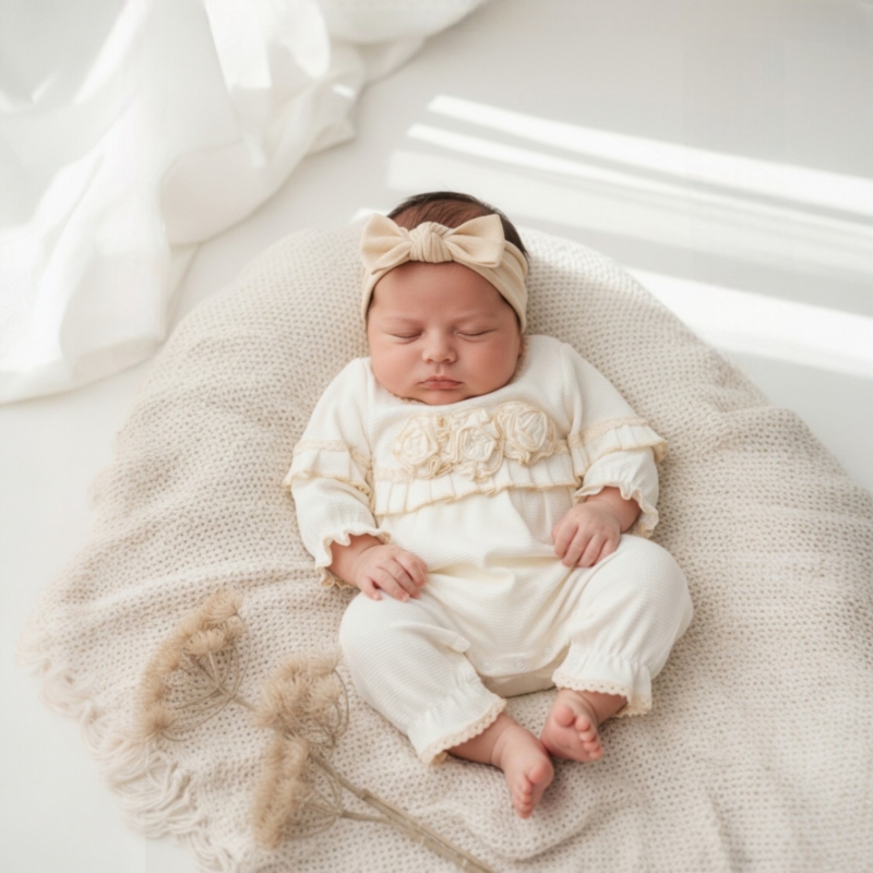 cream rose baby set