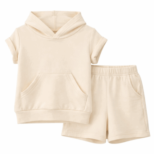 hoodie set jongen kort zomer beige