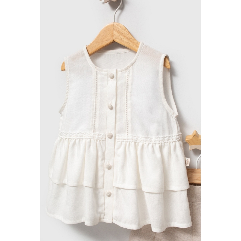 meisjes 4 delige set Nipperland beige wit met haarband maat 2 tm 5 jaar (2)