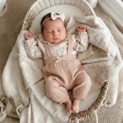 meisjes baby set 3 delig beige meisjes baby set 3 delig oud roze Nipperland met blouse en salopette