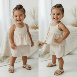 meisjes beige zomerset broderie Nipperland