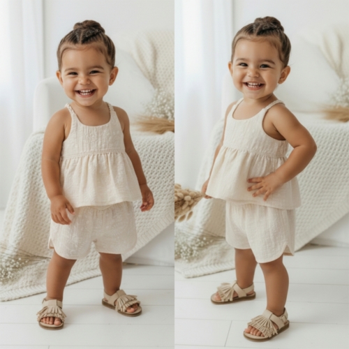 meisjes beige zomerset broderie Nipperland